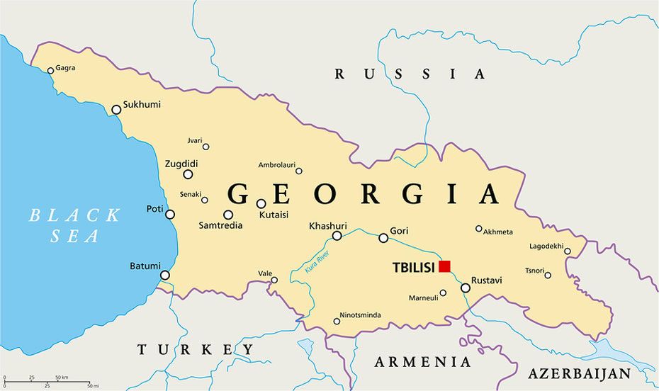 خريطة الأماكن السياحية في جورجيا